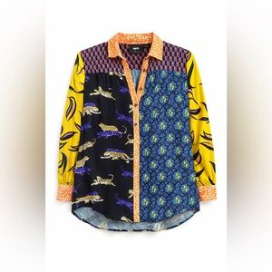 Maeve Anthropologie patchwork blouse mixed print